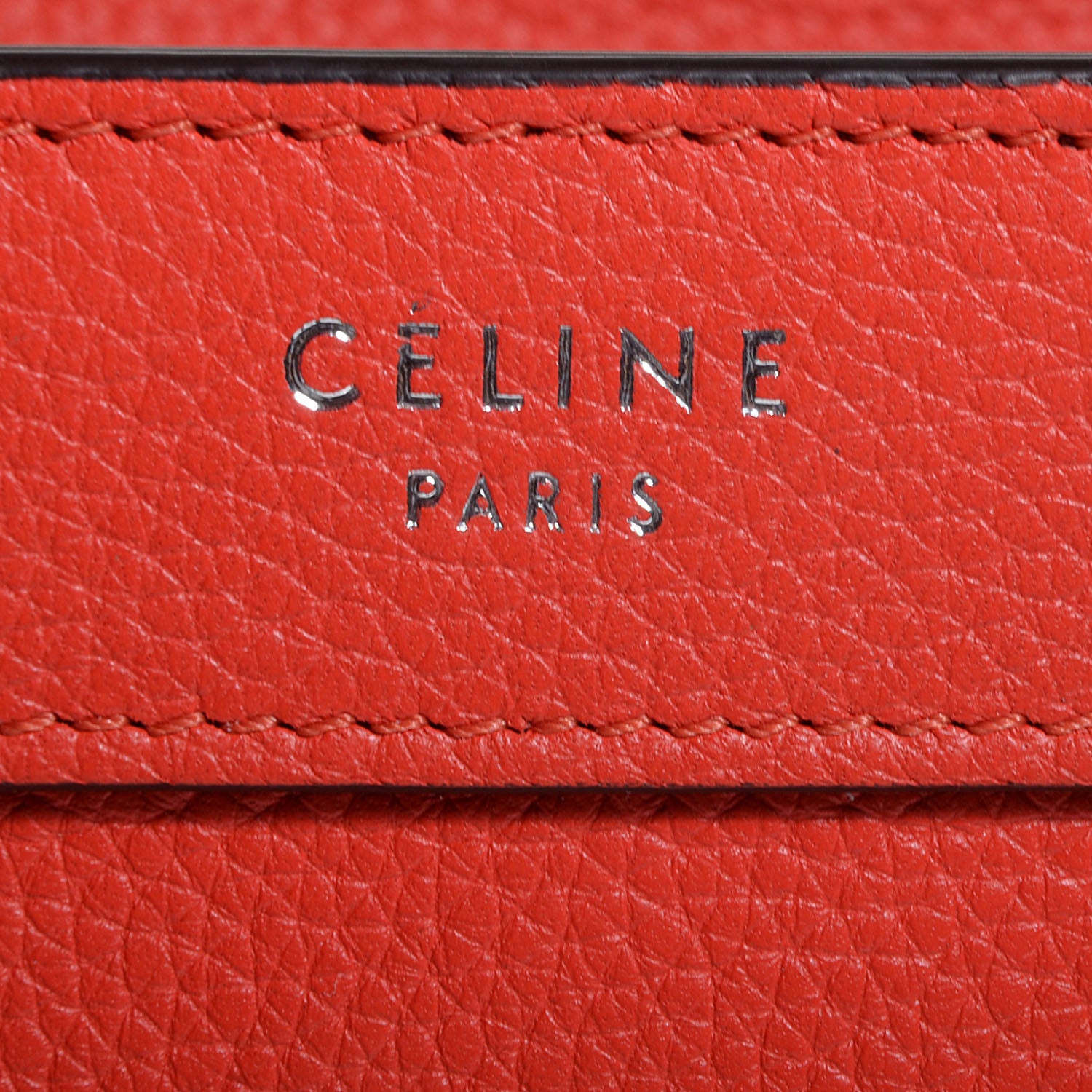 Celine Drummed Calfskin Nano Luggage Vermillion 8 of 9