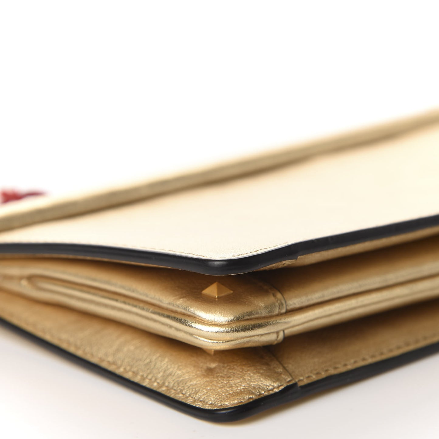 Metallic Calfskin Small Carry Secrets Clutch Dark Gold