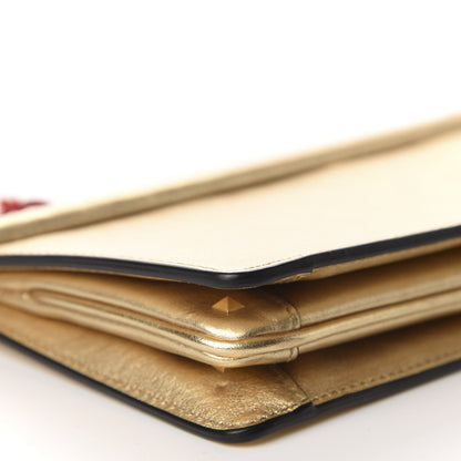 Valentino Garavani Metallic Calfskin Small Carry Secrets Clutch Dark Gold 7 of 10