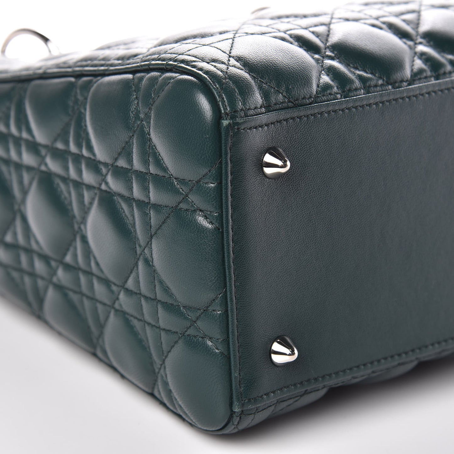Lambskin Cannage Medium Lady Dior Crystal Strap Green