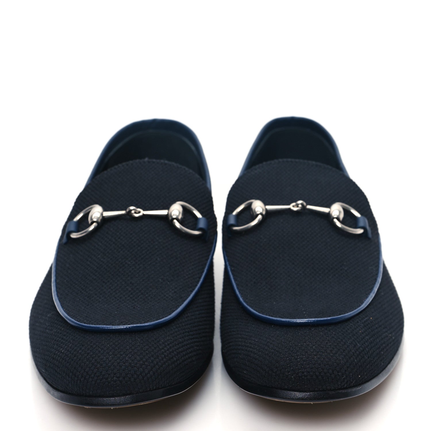 Gucci Canvas Horsebit Mens Jordaan Loafers 10.5 Black Blue Agata 2 of 9