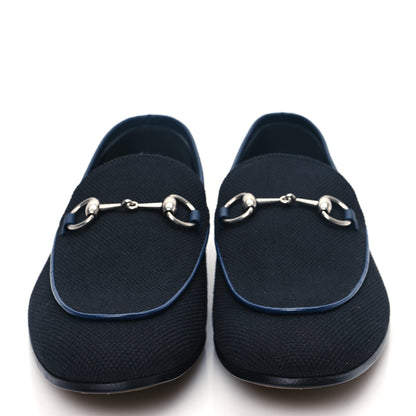Gucci Canvas Horsebit Mens Jordaan Loafers 10.5 Black Blue Agata 2 of 9