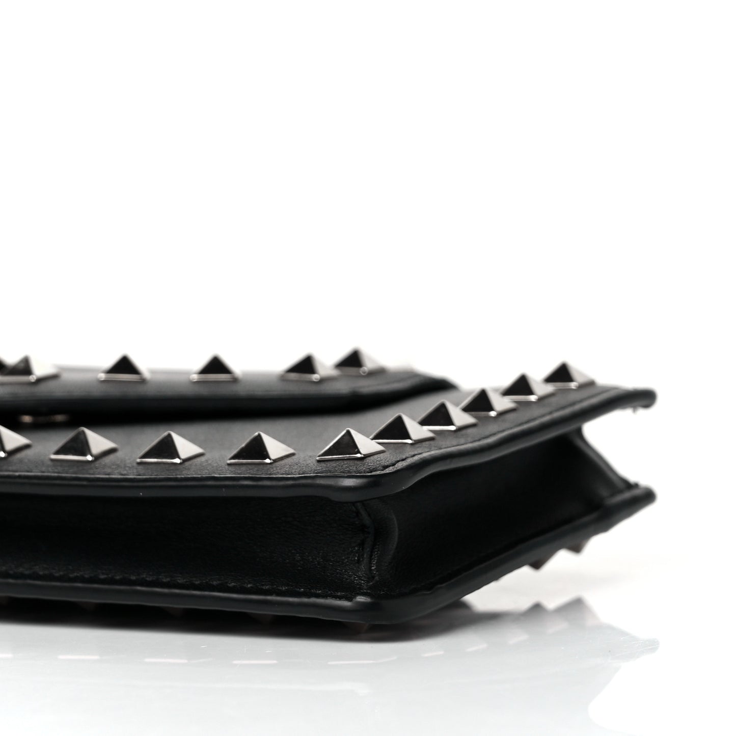Calfskin Rockstud Phone Case With Chain Black