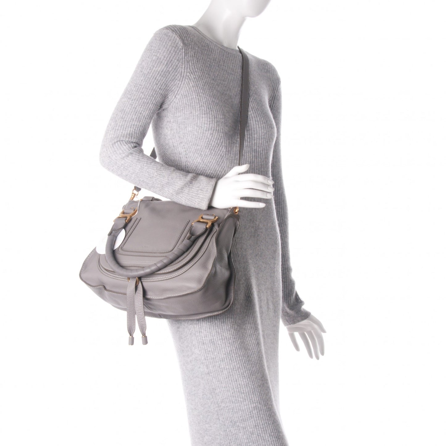 Calfskin Medium Marcie Satchel Cashmere Grey