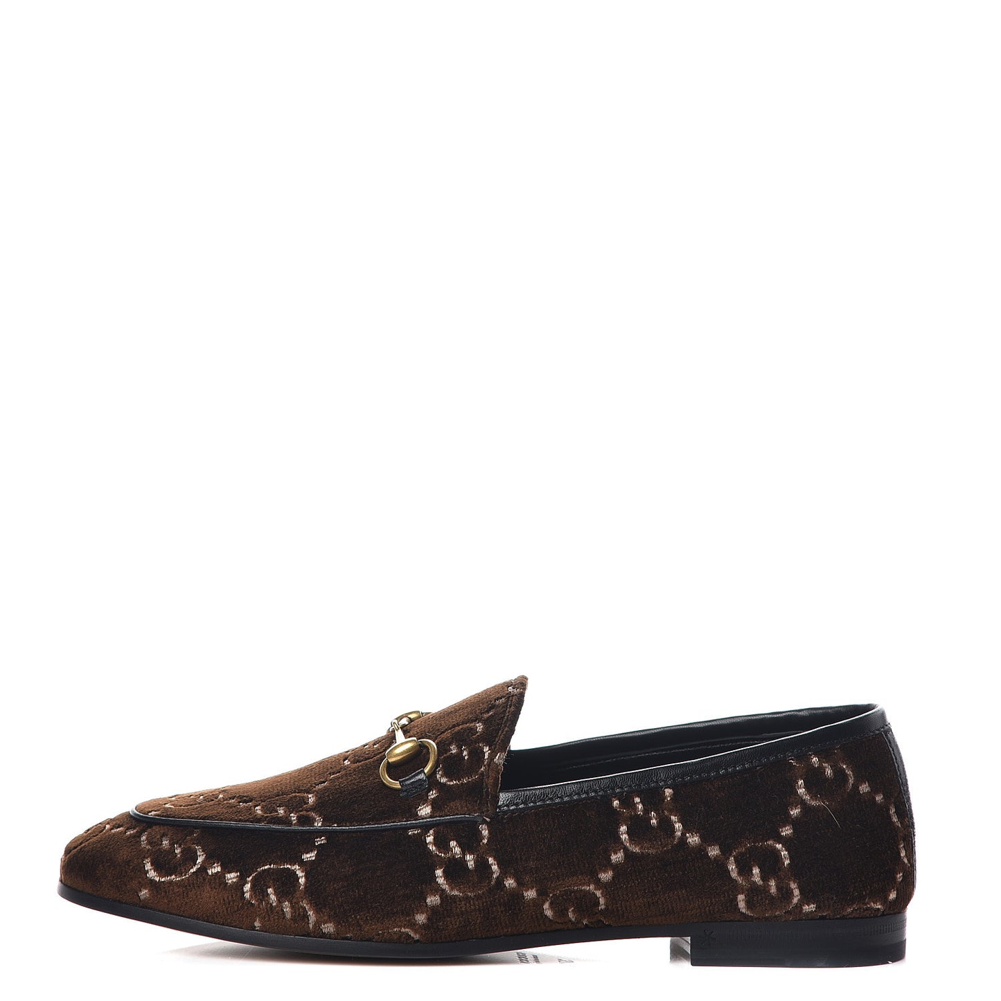 Velvet GG Monogram Horsebit Womens Jordaan Loafers 37.5 Brown Black