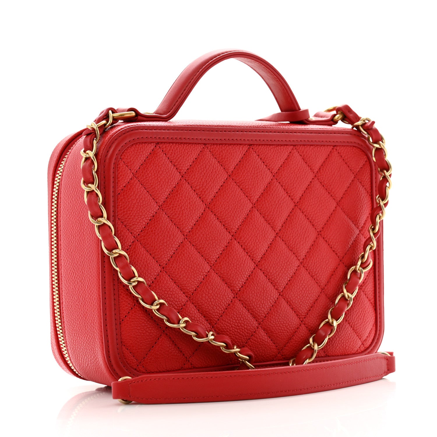 Chanel Caviar Quilted Medium CC Filigree Vanity Case Red 3 of 14