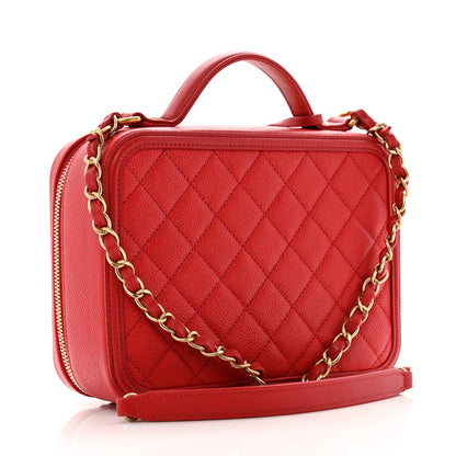 Chanel Caviar Quilted Medium CC Filigree Vanity Case Red 3 of 14