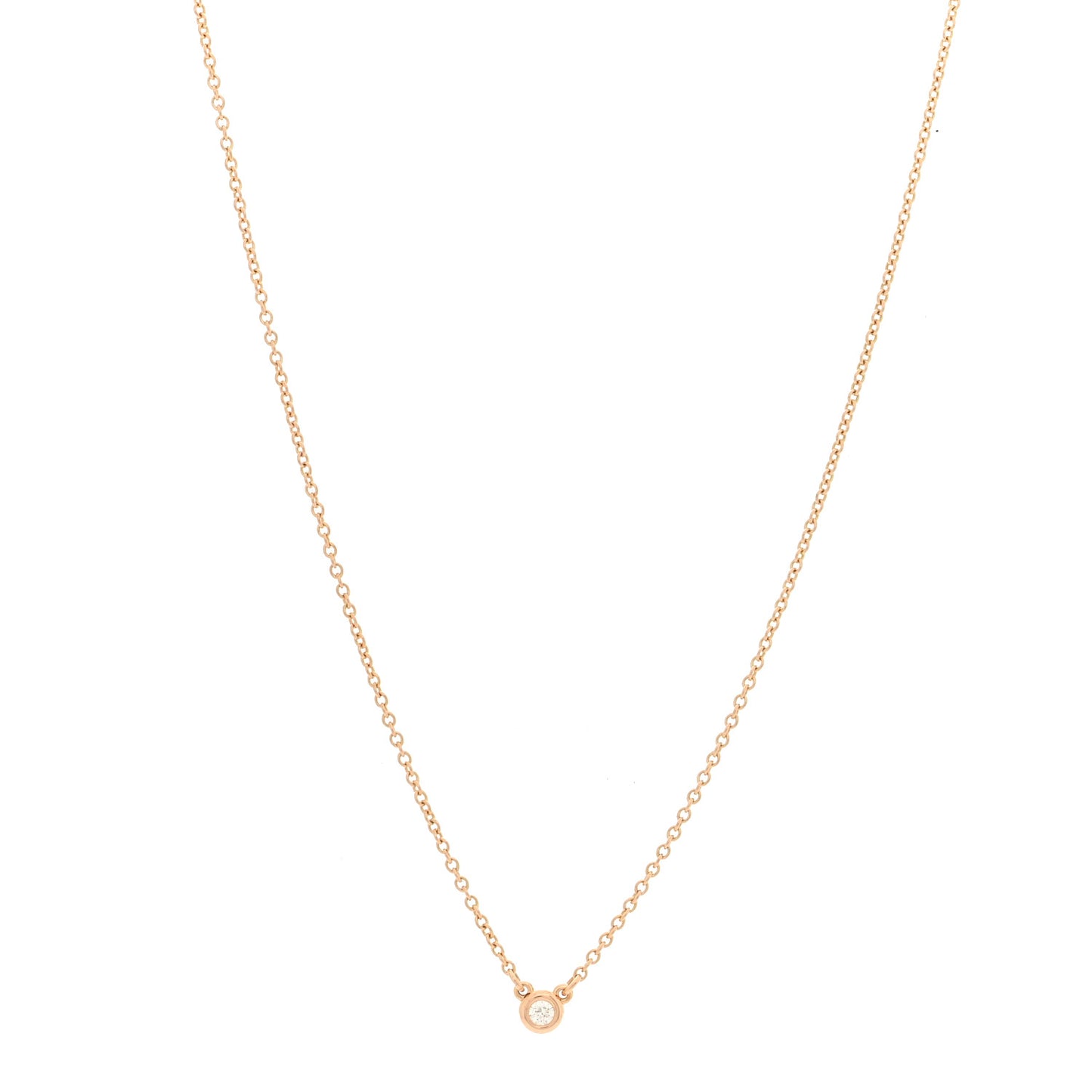 18K Rose Gold Diamond .04ct Elsa Peretti Diamonds by the Yard Pendant Necklace