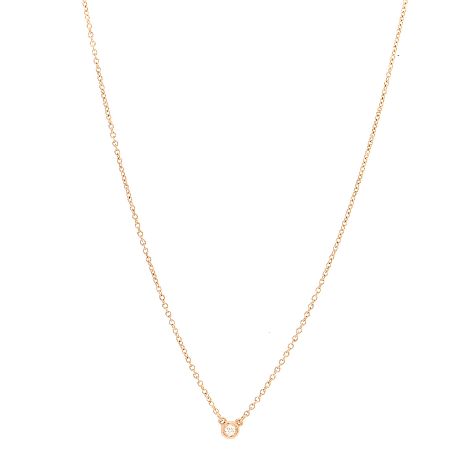 Tiffany 18K Rose Gold Diamond .04ct Elsa Peretti Diamonds by the Yard Pendant Necklace 1 of 4