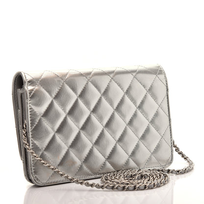 Chanel Patent Quilted Golden Class Wallet on Chain WOC Silver 3 of 9