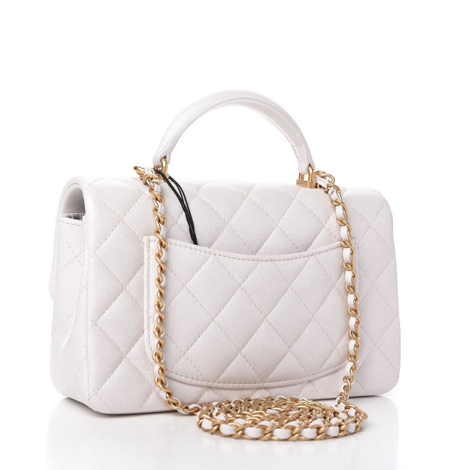 Chanel Iridescent Lambskin Quilted Mini Top Handle Rectangular Flap White 3 of 11