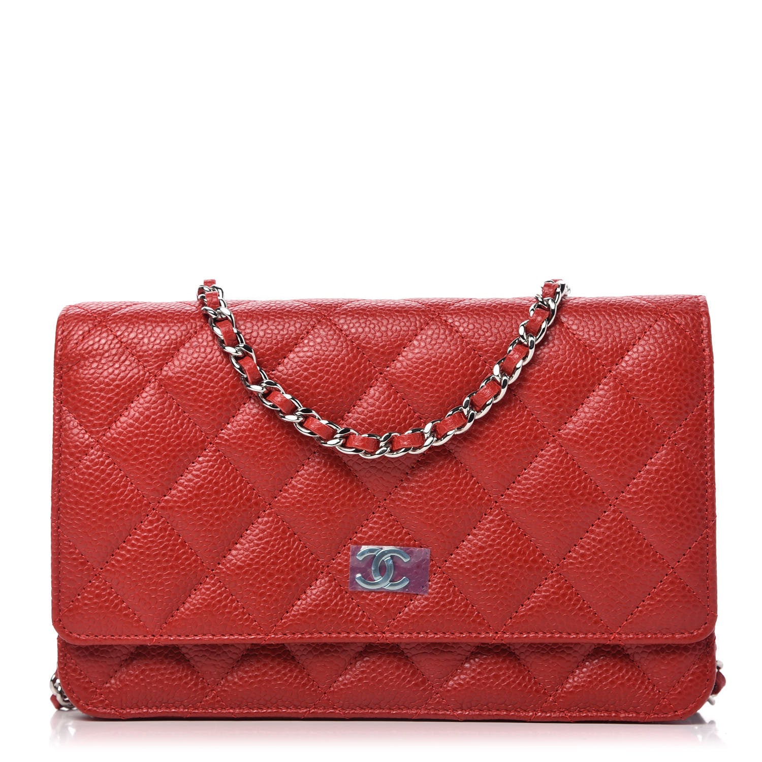 Chanel Caviar Quilted Wallet on Chain WOC Red 1 of 12