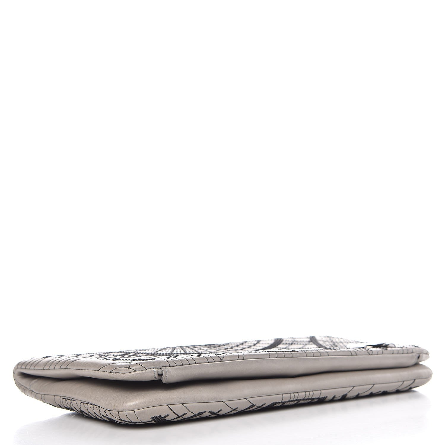 Chanel Calfskin Sequin Embellished Clutch Flap Grey Black 4 of 12