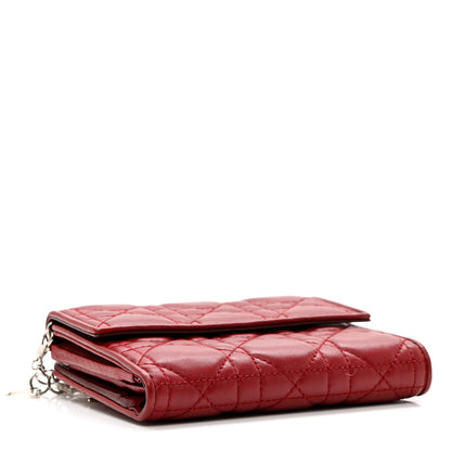 Christian Dior Lambskin Cannage Lady Dior Compact Wallet Red 4 of 6