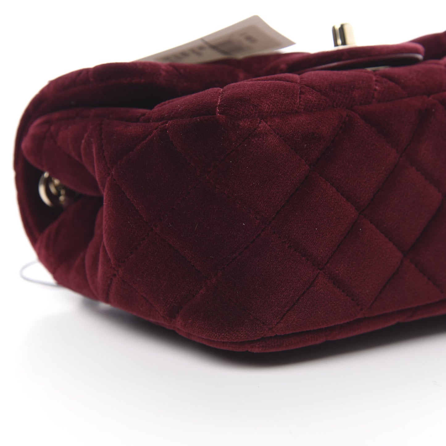 Velvet Quilted Mini Pearl Crush Flap Burgundy
