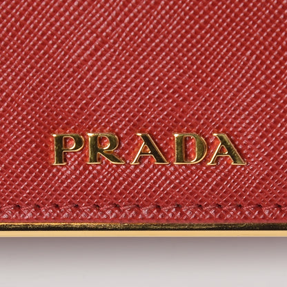 Prada Saffiano Metal Bar Continental Flap Wallet Fuoco 6 of 10