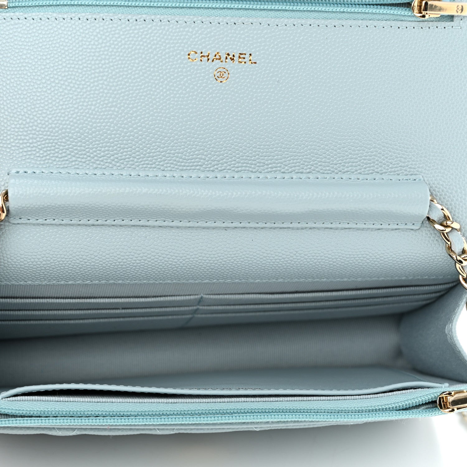 Chanel Caviar Quilted Wallet on Chain WOC Light Blue 5 of 12