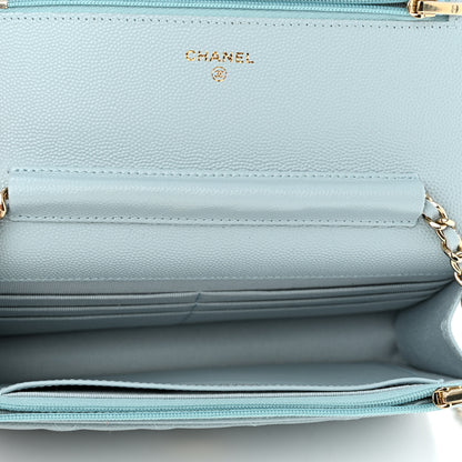 Chanel Caviar Quilted Wallet on Chain WOC Light Blue 5 of 12