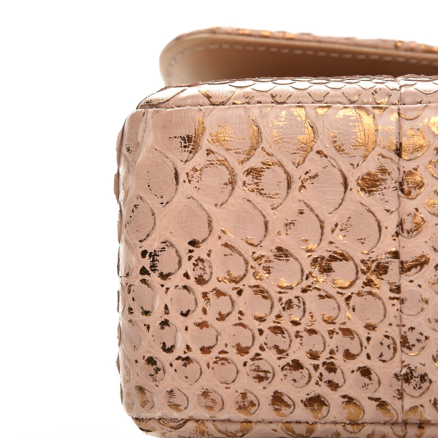 Metallic Python Small Double Flap Pink Gold
