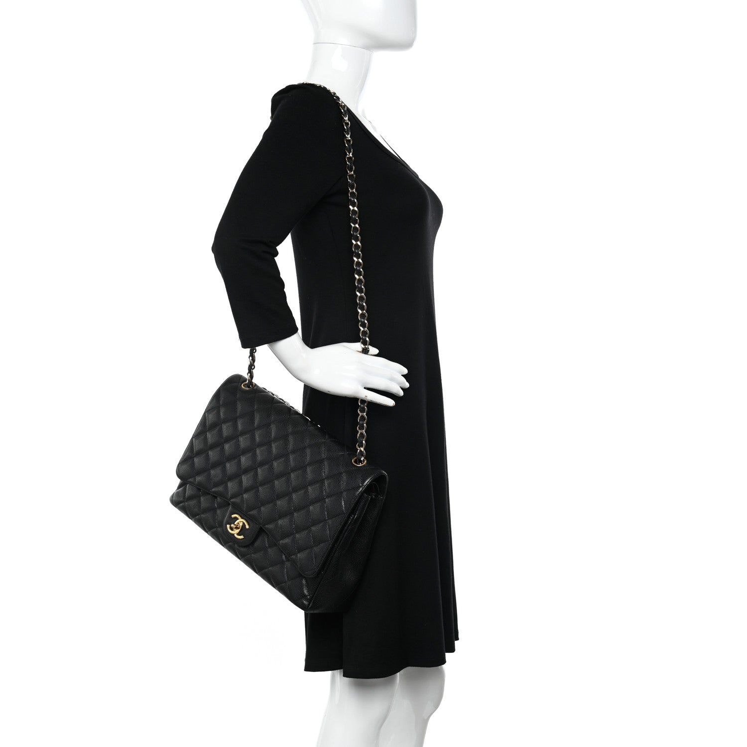 Chanel Caviar Quilted Maxi Double Flap Black 2 of 12