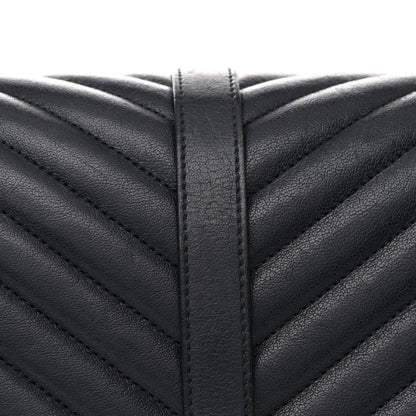 Saint Laurent Sheepskin Matelasse Chevron Monogram Large College Satchel Deep Marine 8 of 12