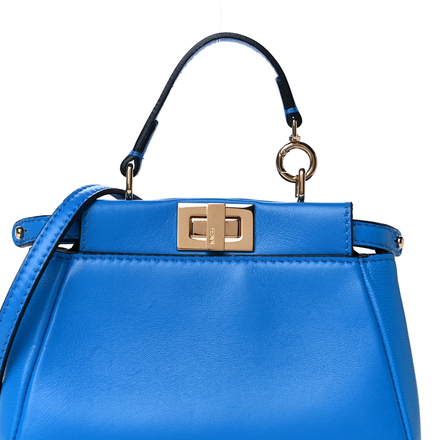 Fendi Shiny Nappa Micro Peekaboo Iconic Satchel Blue Royal 9 of 11