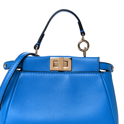 Fendi Shiny Nappa Micro Peekaboo Iconic Satchel Blue Royal 9 of 11