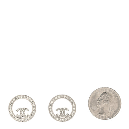 Chanel Crystal CC Round Earrings Silver 2 of 4