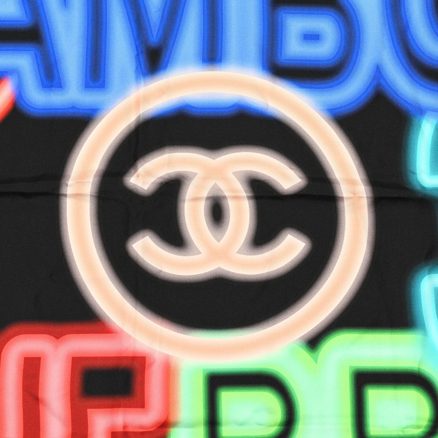 Chanel Silk Neon CC Square Scarf Black Multicolor 2 of 4