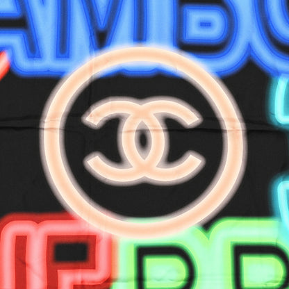Chanel Silk Neon CC Square Scarf Black Multicolor 2 of 4