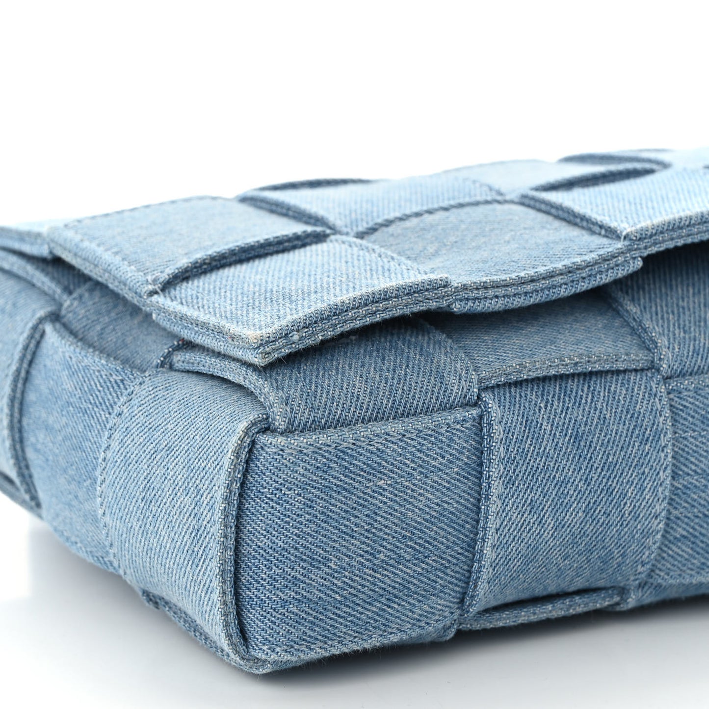 Denim Maxi Intrecciato Cassette Crossbody Bag Washed Indigo