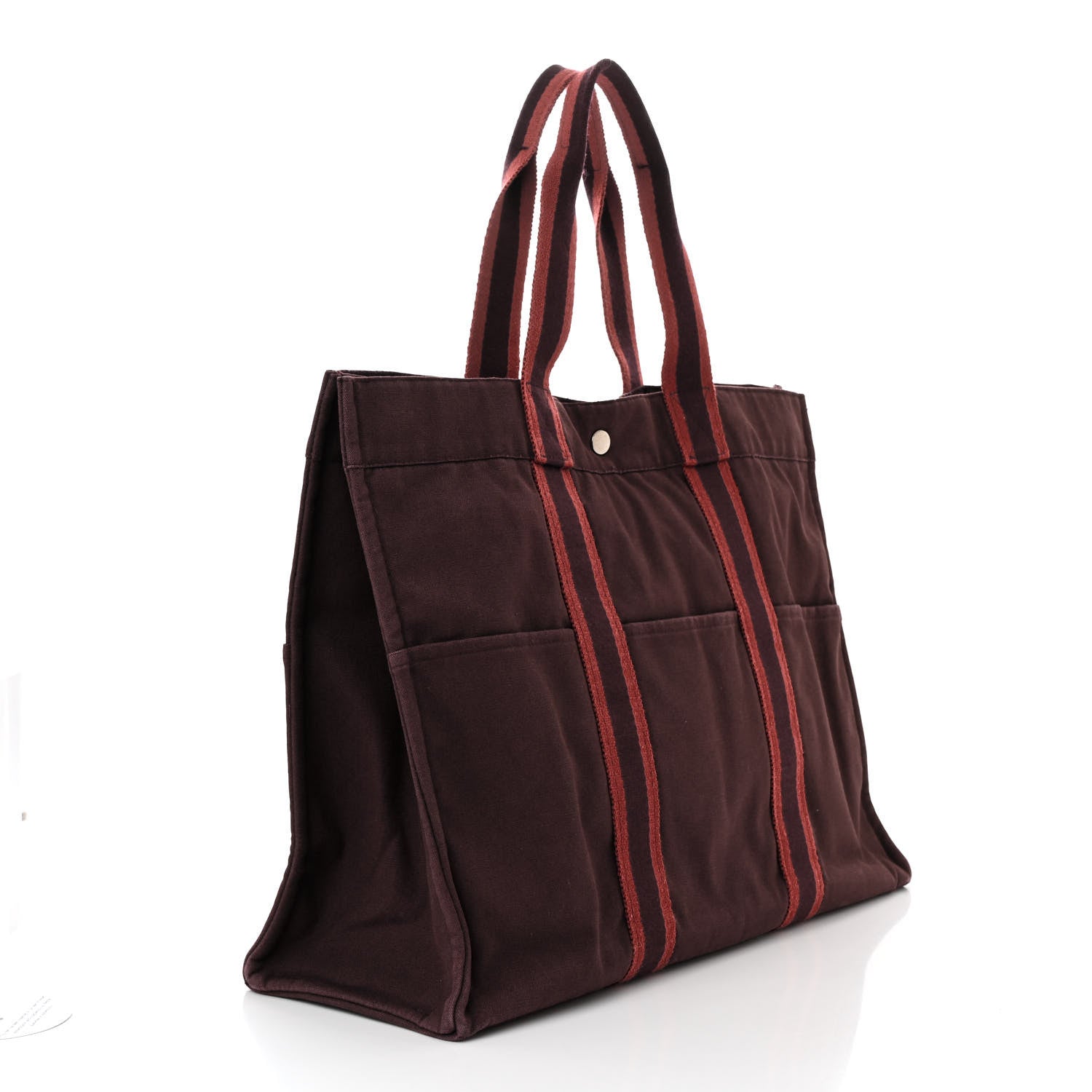 Hermes Canvas Herline GM Tote Maroon 3 of 11
