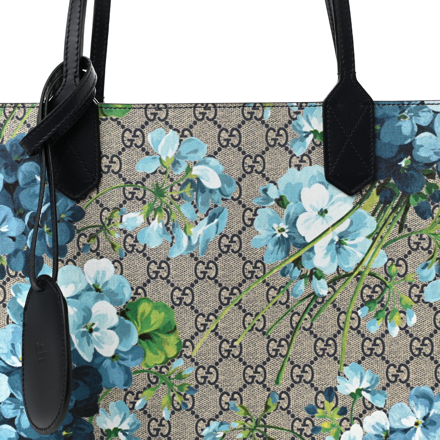 GG Supreme Monogram Blooms Medium Reversible Tote Beige Blue Navy