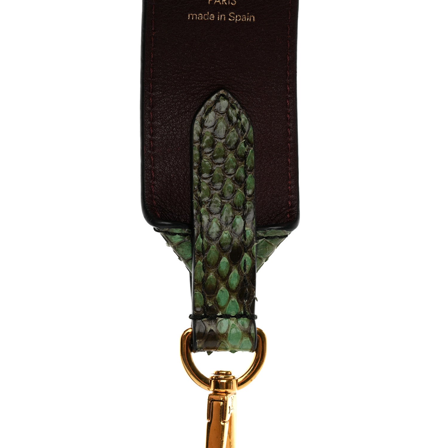 Louis Vuitton Snakeskin Calf Bandouliere Shoulder Strap Green Burgundy 5 of 5
