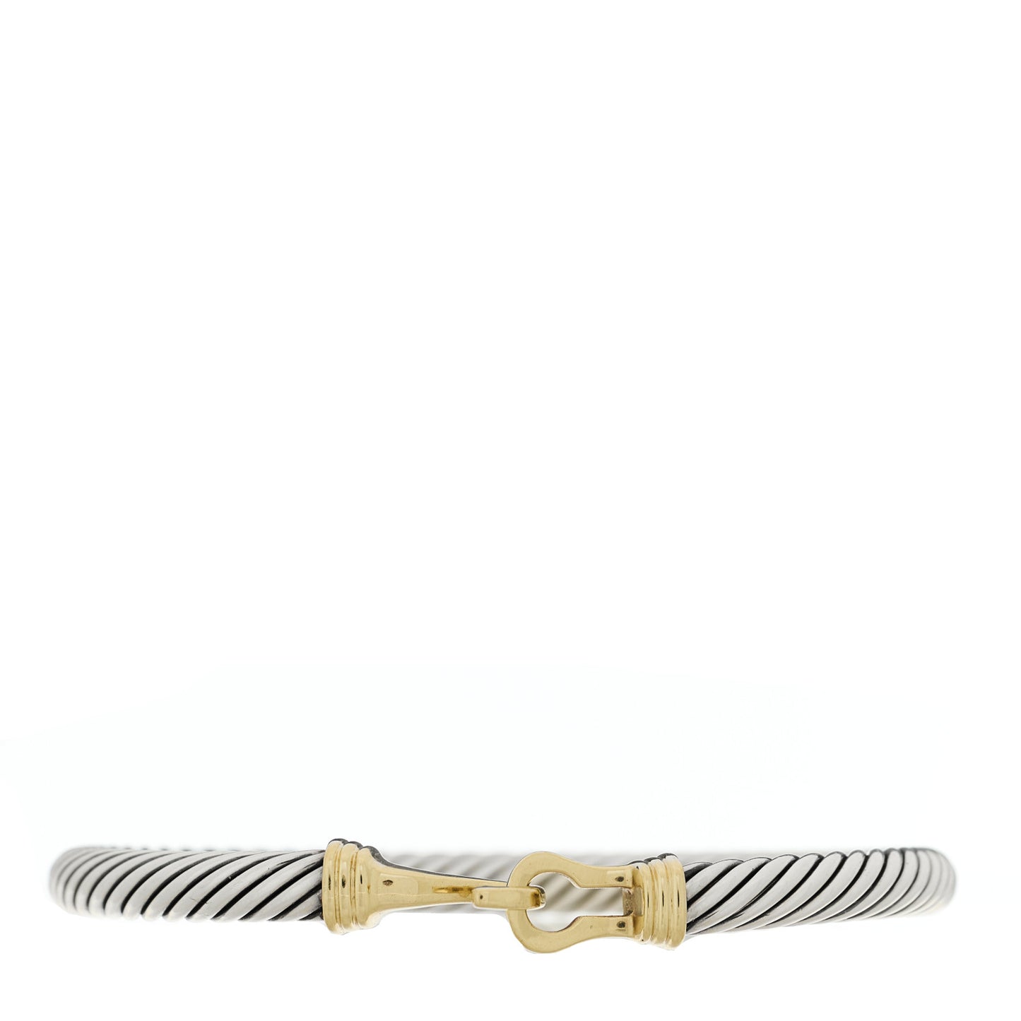 Sterling Silver 14K Yellow Gold 5mm Cable Buckle Bracelet