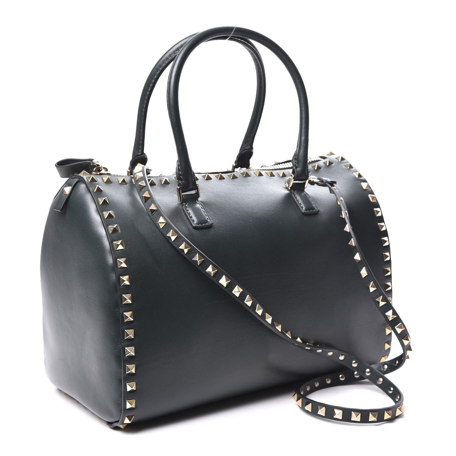 Valentino Garavani Vitello Rockstud Bowling Bag Deep Green 2 of 11