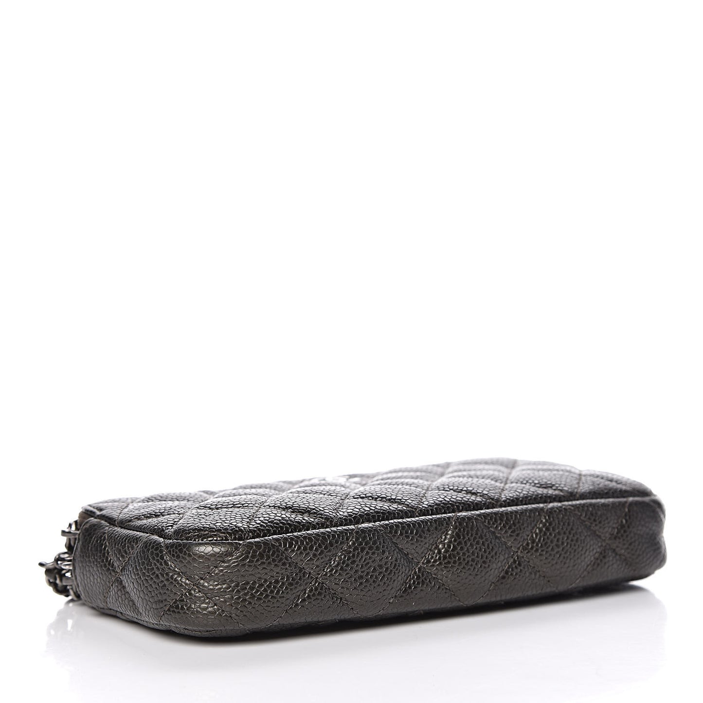 Caviar Quilted Small Clutch With Chain Dark Charcoal