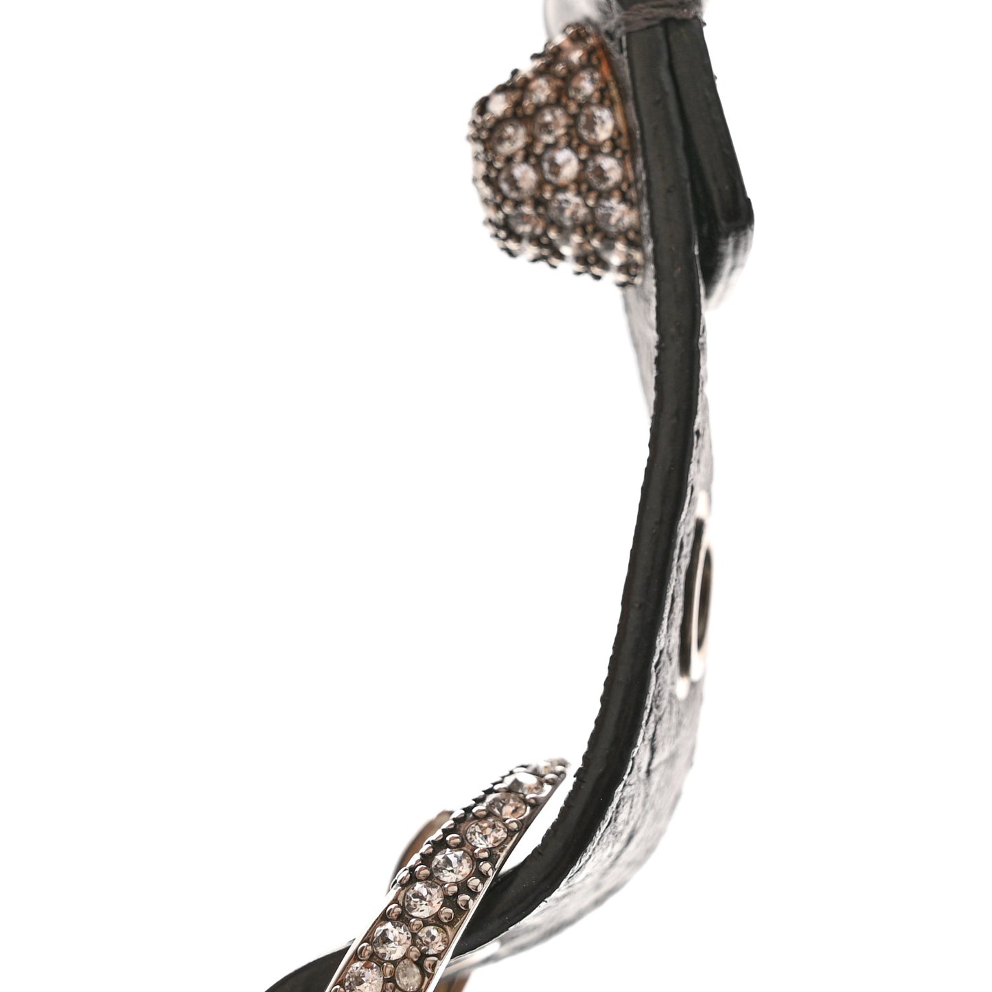 Metallic Calfskin Crocodile Embossed Crystal Small Le Cagole Shoulder Bag Gunmetal