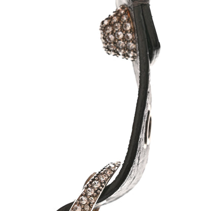 Balenciaga Metallic Calfskin Crocodile Embossed Crystal Small Le Cagole Shoulder Bag Gunmetal 18 of 19