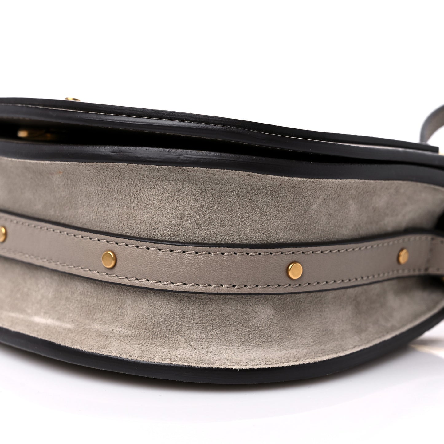 Calfskin Suede Small Nile Bracelet Bag Motty Grey