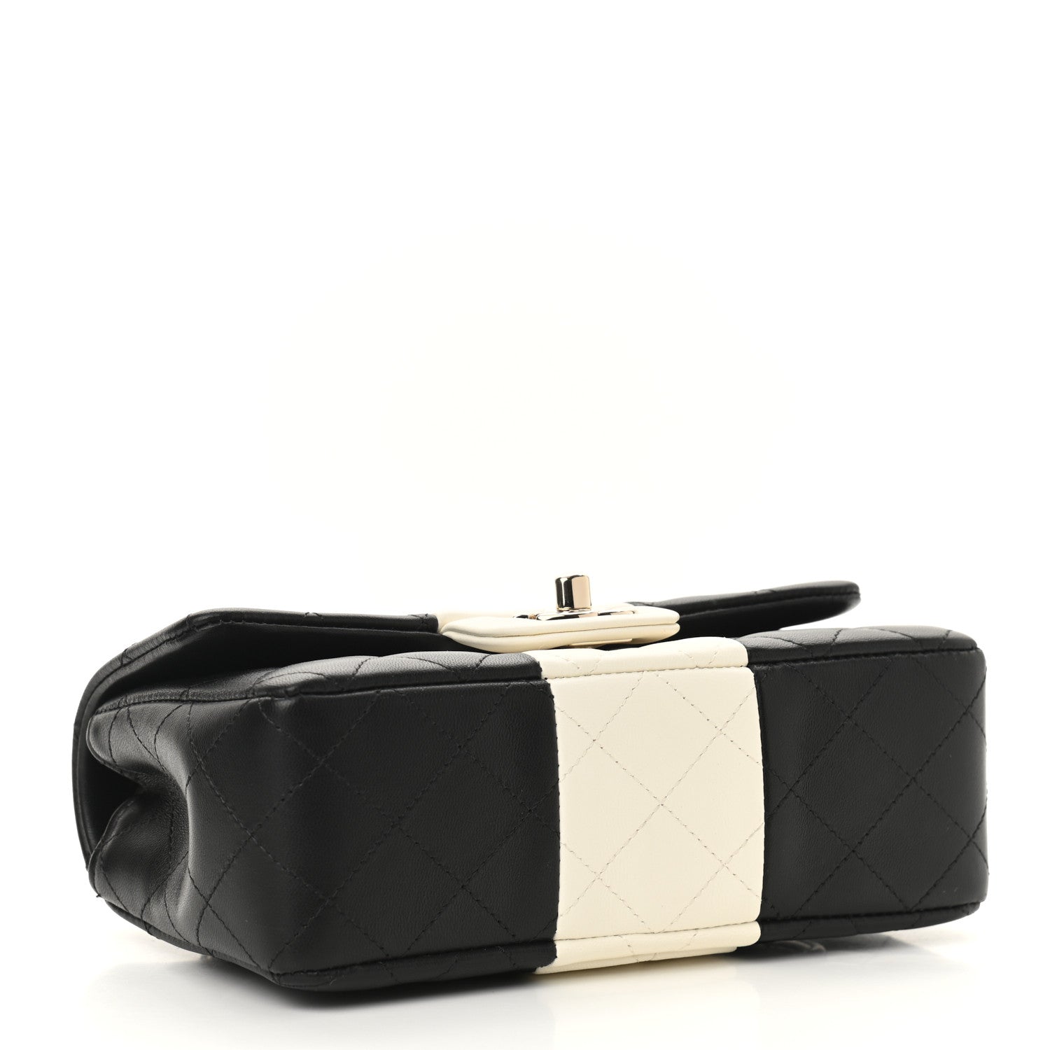 Chanel Lambskin Quilted Mini Rectangular Flap Black White 4 of 9