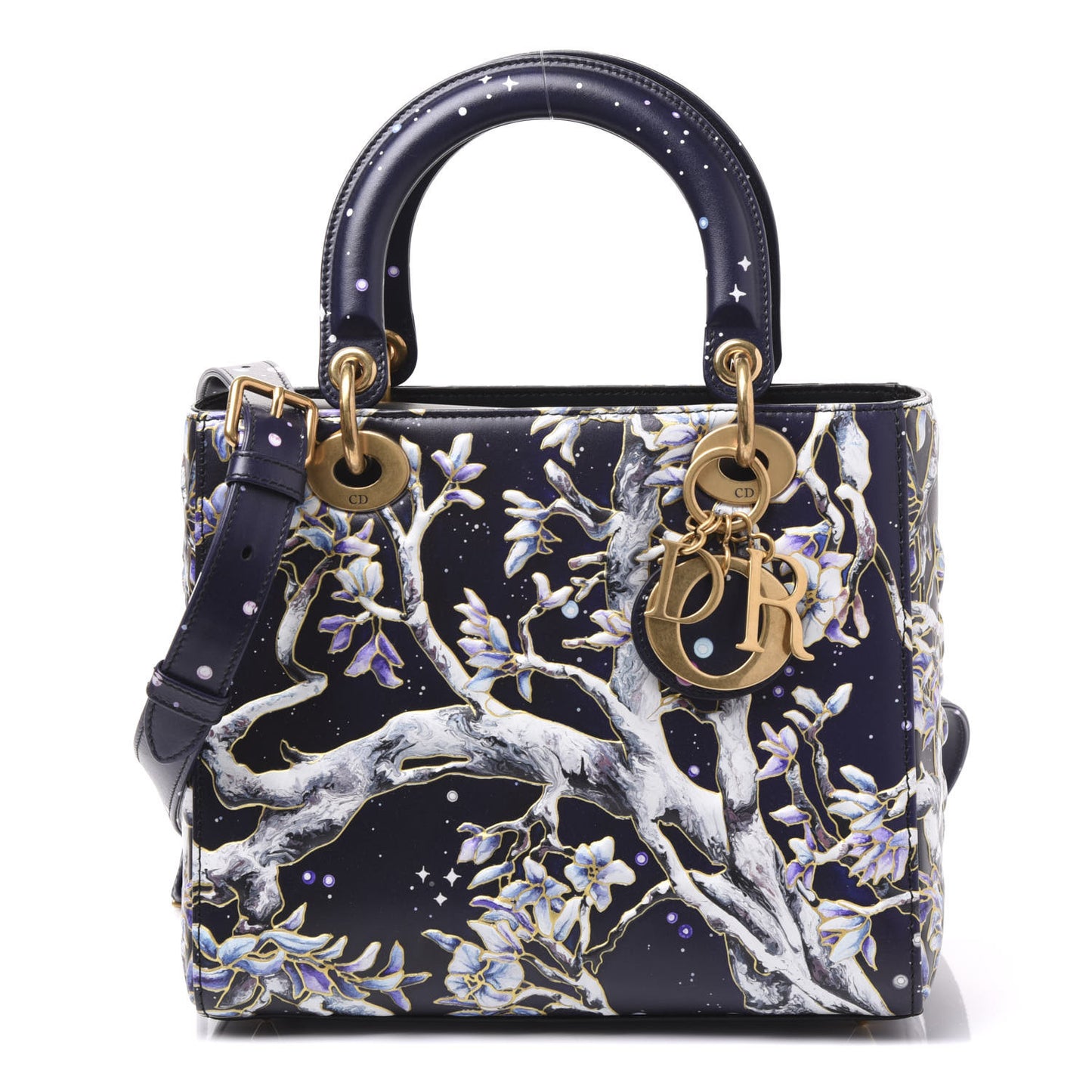 Smooth Calfskin Raqib Shaw Medium Lady Dior Navy Multicolor