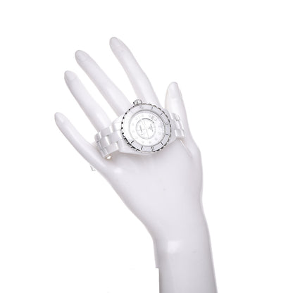 Chanel Stainless Steel Ceramic Diamond 38mm J12 Automatic Watch White 2 of 7