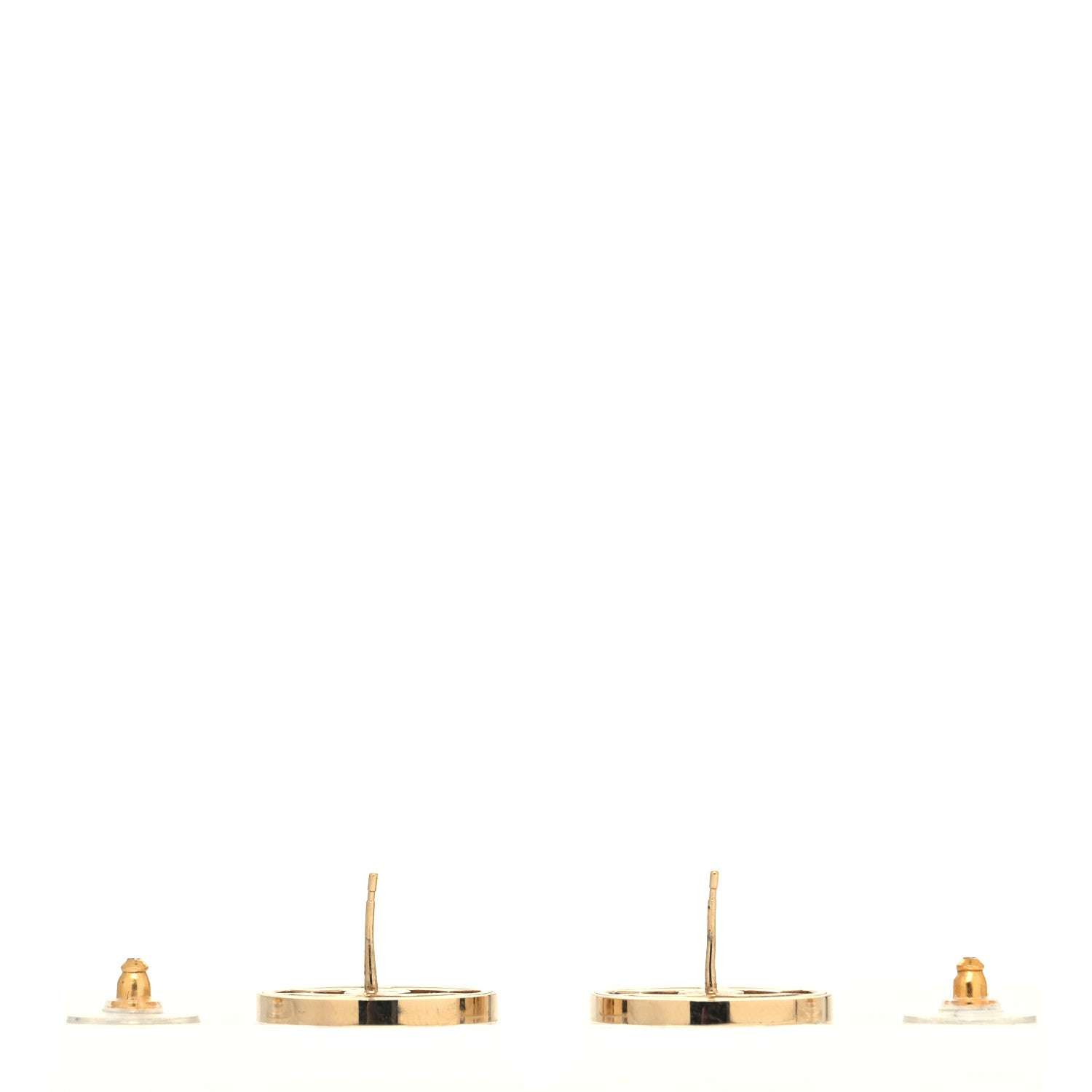 Chanel Metal Mesh Circle CC Earrings Gold 3 of 4