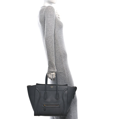 Celine Drummed Calfskin Mini Luggage Kohl 2 of 14