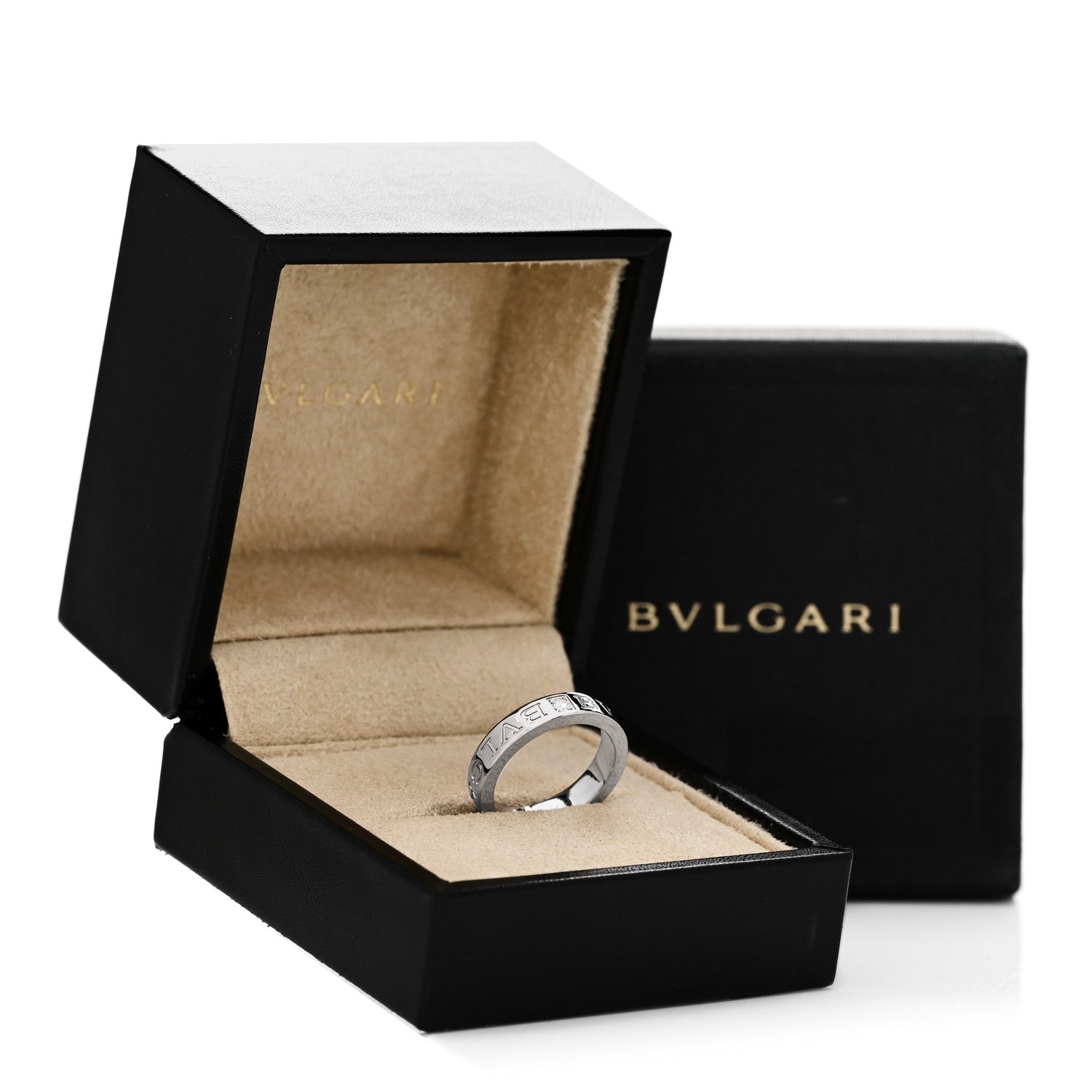Bulgari 18K White Gold Diamond B.Zero1 Essential Band Ring 50 5.5 5 of 5