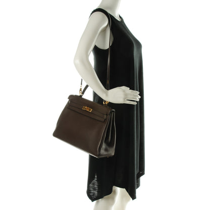 Hermes Taurillon Clemence Kelly Retourne 32 Chocolate 2 of 26