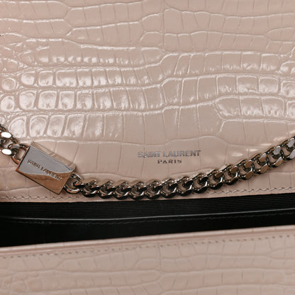 Saint Laurent Calfskin Crocodile Embossed Small Classic Monogram Kate Tassel Satchel Light Pink 6 of 14