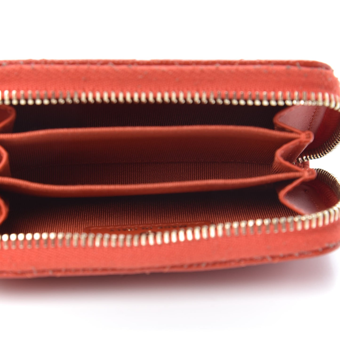 Pearly Caviar Quilted Zip Coin Purse Orange