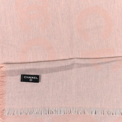 Chanel Silk Cashmere CC Fringe Scarf Light Pink 3 of 3